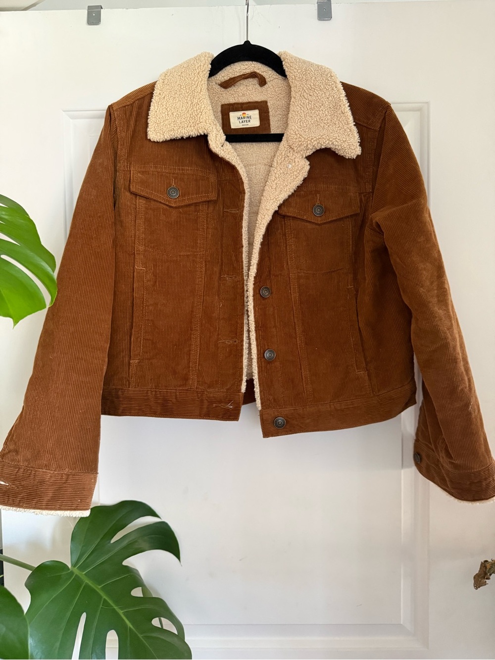 Marine Layer Brown Corduroy Teddy-Lined Trucker Jacket
